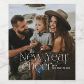 年末年始の写真エレガントアールデコタイポグラフィモダン ワインラベル (シングルラベル)