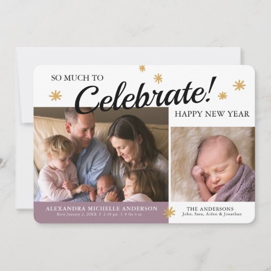 年末年始の写真ベビーガール誕生のお知らせ シーズンカード (正面)