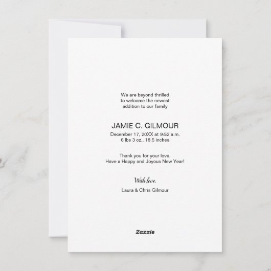 年末年始の写真ベビー発表誕生の状態 シーズンカード (裏面)