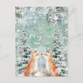 年末年始の冬季ロビンフォックス葉書 ポストカード