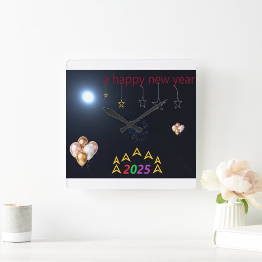 年末年始の時計 スクエア壁時計 (ホーム)