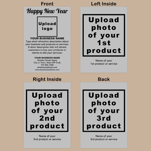 年末年始の灰色の折り畳みグリーティングカード カード