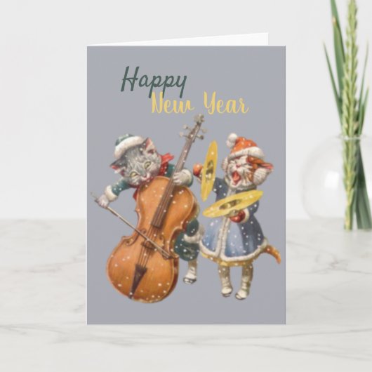 年末年始の猫たちのグリーティングカード カード (正面)