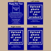 年末年始の青折りグリーティングカード カード