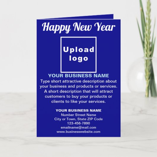 年末年始の青折りグリーティングカード カード (正面)