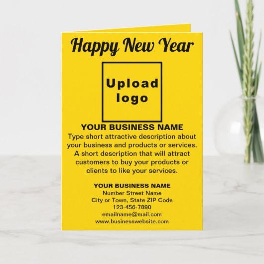 年末年始の黄色い折り畳みグリーティングカード カード (正面)