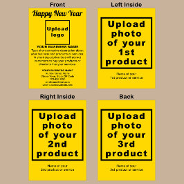 年末年始の黄色い折り畳みグリーティングカード カード