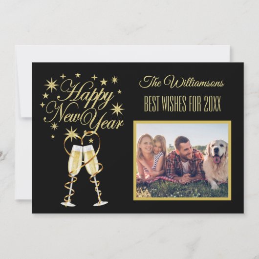 年末年始の4枚数々のコラージュのフロントバックカード 招待状 (正面)