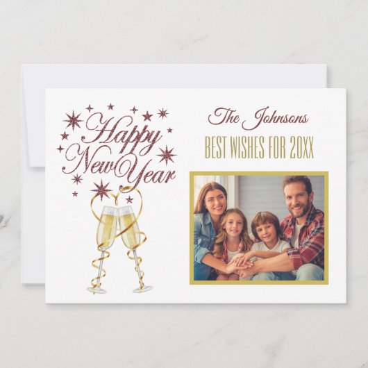 年末年始の4枚数々のコラージュのフロントバックカード 招待状 (正面)