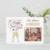 年末年始の4枚数々のコラージュのフロントバックカード 招待状 (スタンド正面)