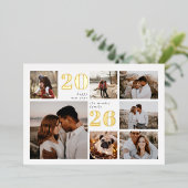年末年始グリッド |写真モダンコラージュ 箔シーズンカード (立ち正面)