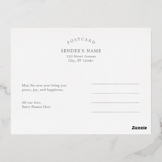 年末年始コラージュFOIL編集可能カラーポストカード 箔シーズンポストカード (裏面)