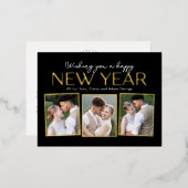 年末年始コラージュFOIL編集可能カラーポストカード 箔シーズンポストカード (正面/裏面)