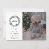 年末年始フォトカードフローラリースブルー シーズンカード (正面)