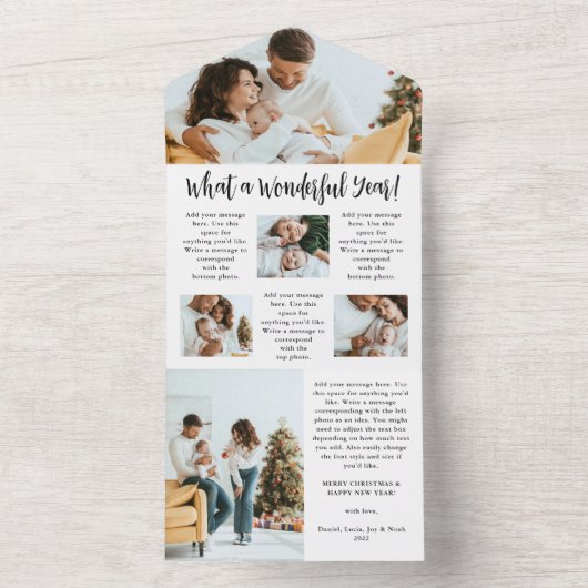 年末年始フォトコラージホリデーカード オールインワン招待状 (内側)