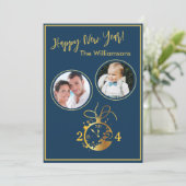 年末年始2枚フォトクロックカード 招待状 (スタンド正面)