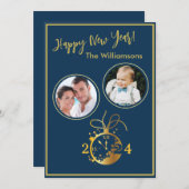 年末年始2枚フォトクロックカード 招待状 (正面/裏面)