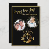 年末年始2枚フォトクロックカード 招待状 (正面/裏面)