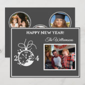 年末年始4枚フォトクロックカード 招待状 (正面/裏面)