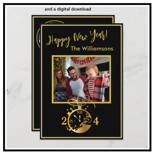 年末年始4枚フォトクロックカード 招待状