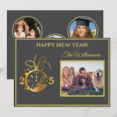 年末年始4枚フォトクロックカード 招待状 (正面/裏面)