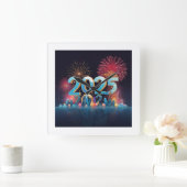 年末時計デザイン スクエア壁時計 (ホーム)