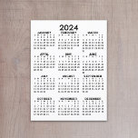 年末表示2024カレンダー – 基本ミニマル ポストカード<br><div class="desc">2024年の基本的なカレンダー。ホームオフィスや学校のロッカーを標準で探す。1年間シンプルを使用するための一目でカレンダーのの完全な年。</div>