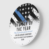 年末青色線の警察職員 ラージ壁時計 (傾斜)