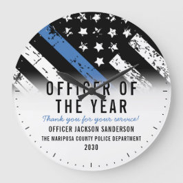 年末青色線の警察職員 ラージ壁時計