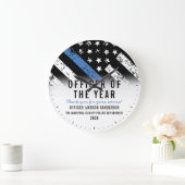 年末青色線の警察職員 ラージ壁時計 (ホーム)