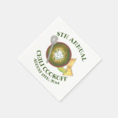 年次チリコックオフ調理師オフボウルのグリーンチリ スタンダードカクテルナプキン (角)