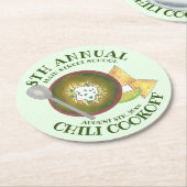 年次チリコックオフ調理師オフボウルのグリーンチリ ラウンドペーパーコースター (アングル)