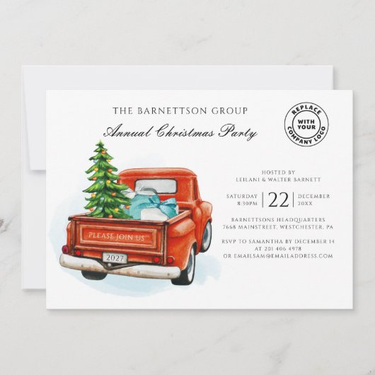 年次ビジネスクリスマスホリデーパーティー 招待状 (正面)