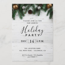 年次ホリデークリスマスパーティー素朴招待