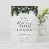 年次ホリデー クリスマス パーティー ラスティック招待状 招待状 (スタンド正面)