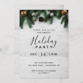 年次ホリデー クリスマス パーティー ラスティック招待状 招待状 (正面/裏面)