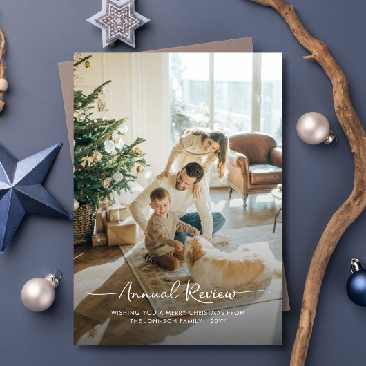 年次レビュー家族の写真クリスマス シーズンカード