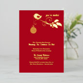 年次企業のホリデーパーティー金ゴールド 箔招待状 (立ち正面)