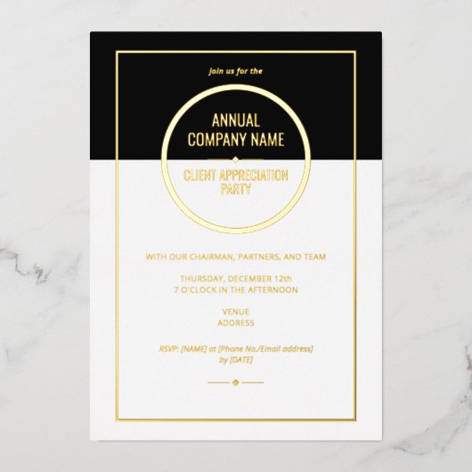 年次会社感謝祭 業務パーティー 箔招待状 (正面)