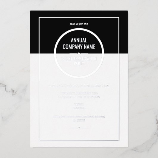 年次会社感謝祭 業務パーティー 箔招待状 (正面)