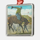 年次塩水性沼沢のロデオの強く反対するブロンコ メタルオーナメント (左)