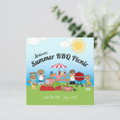 年次夏BBQのピクニックパーティの招待状 セーブザデート (スタンド正面)