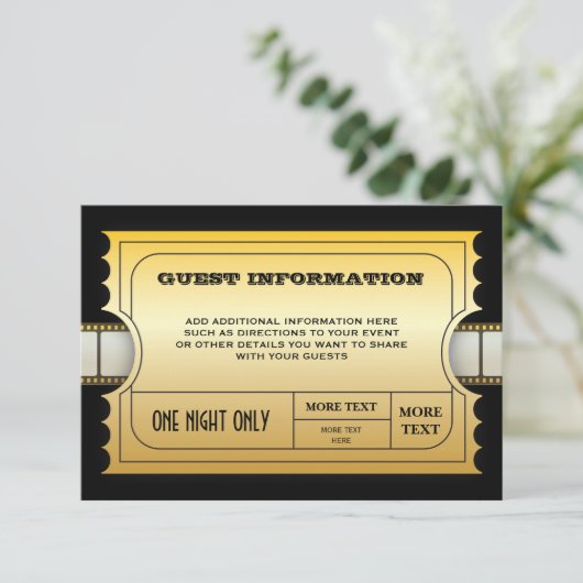 年次映画賞のパーティーの金チケットの挿入物 招待状 (スタンド正面)