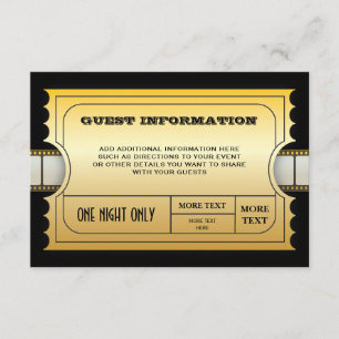 年次映画賞のパーティーの金チケットの挿入物 招待状