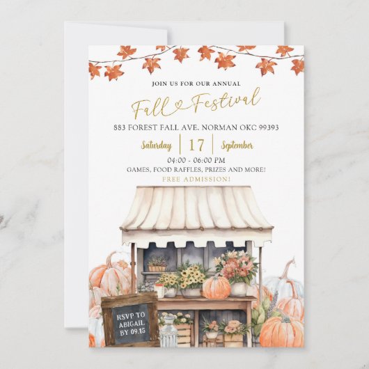 年次秋フェスティバルパンプキンオータム招待状 招待状 (正面)