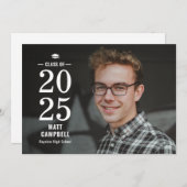 年無地の編集可能カラー卒業招待状 招待状 (正面/裏面)