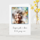 年熱狂するを取ったおばさん カード (黄色い花)