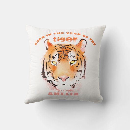 年生まれのタイガー水の色2022赤ちゃん女の子 クッション (裏面)