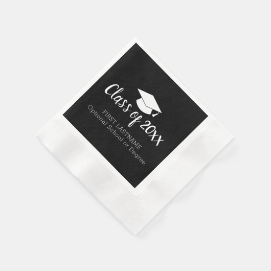 年級名目卒業上限白黒 縁ありカクテルナプキン (角)