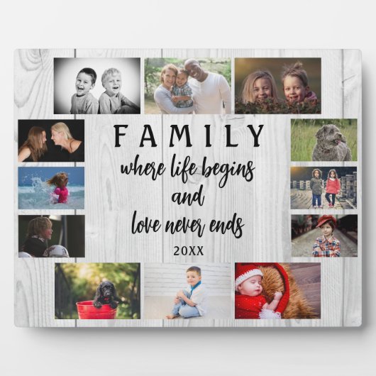 年素朴別家族ことわざ記念写真コラージュ フォトプラーク (正面)